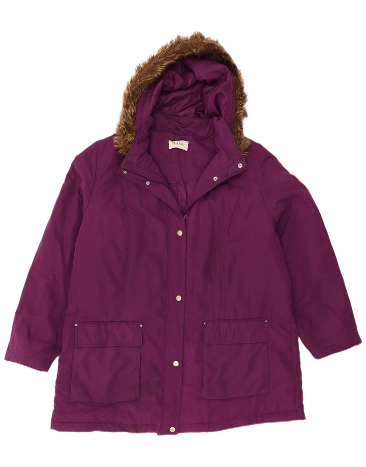 Marks & Spencer Chaqueta Parka con Capucha para Mujer UK 20 2XL Poliéster Morado
