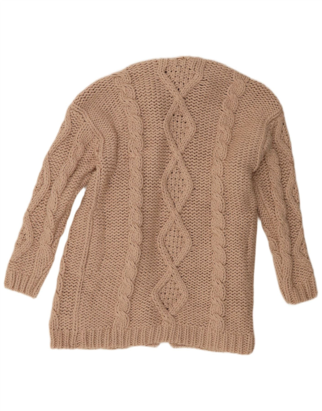 Zara Mujer Suéter Cárdigan Abierto De Gran Tamaño UK 10 Small Beige Poliéster