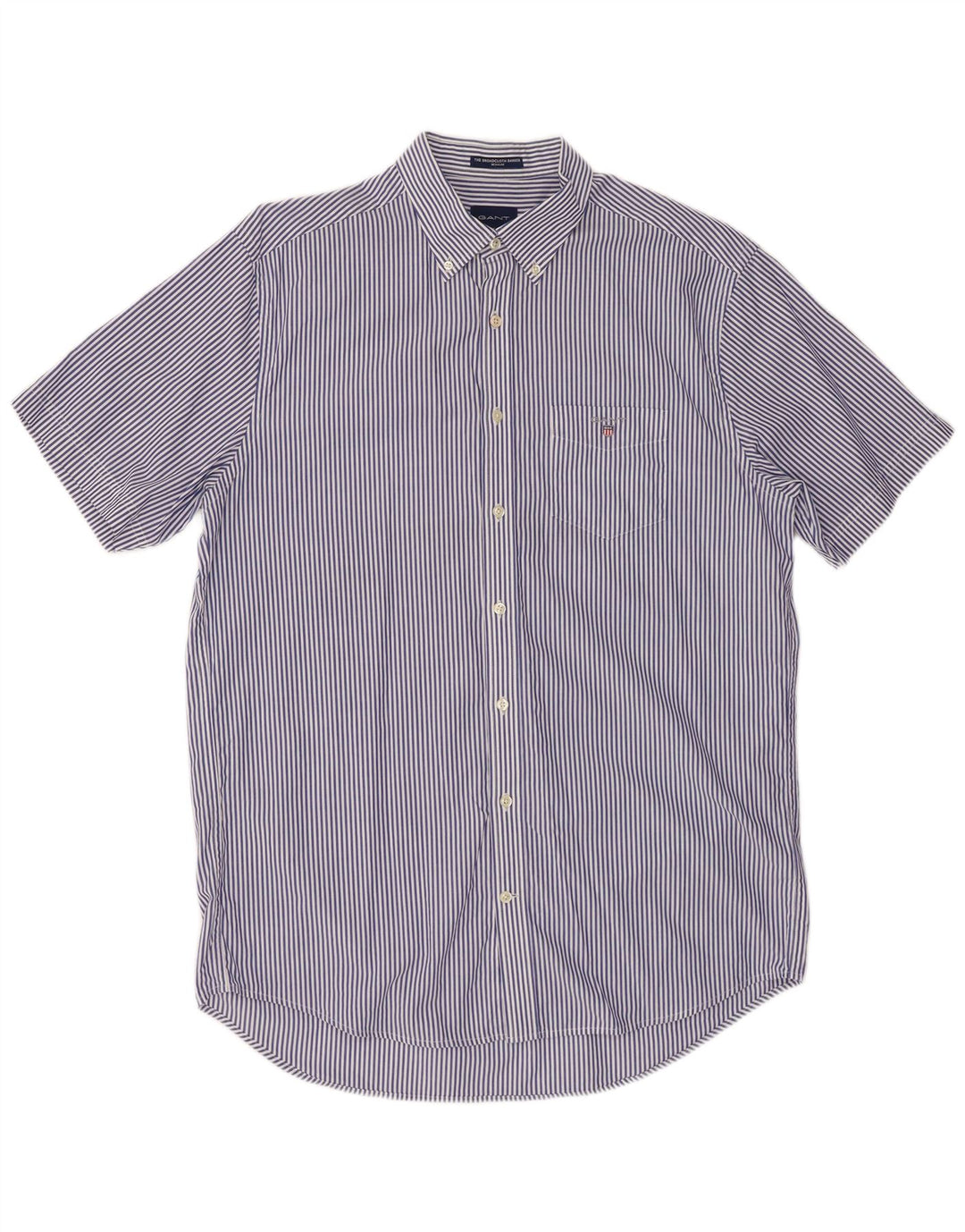 Camisa GANT de corte regular para hombre, talla 41/42 16 1/2 grande, azul marino con rayas diplomáticas