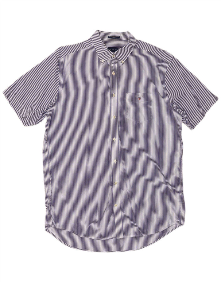 Camisa GANT de corte regular para hombre, talla 41/42 16 1/2 grande, azul marino con rayas diplomáticas