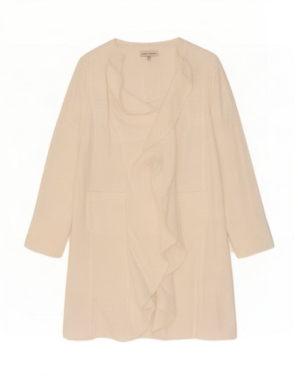 Laura Ashley - Cárdigan largo para mujer, talla 40, talla grande, lino blanco