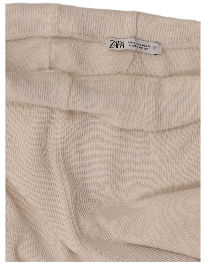 Zara Mujer Capri Chándal Pantalones UK 10 Small Blanco