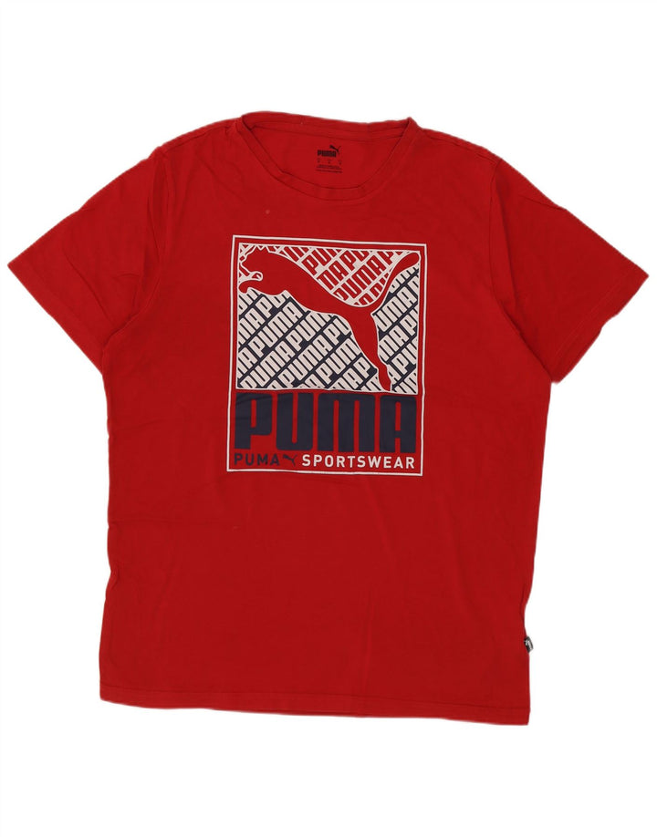 Puma - Camiseta gráfica para hombre, parte superior de algodón rojo mediano