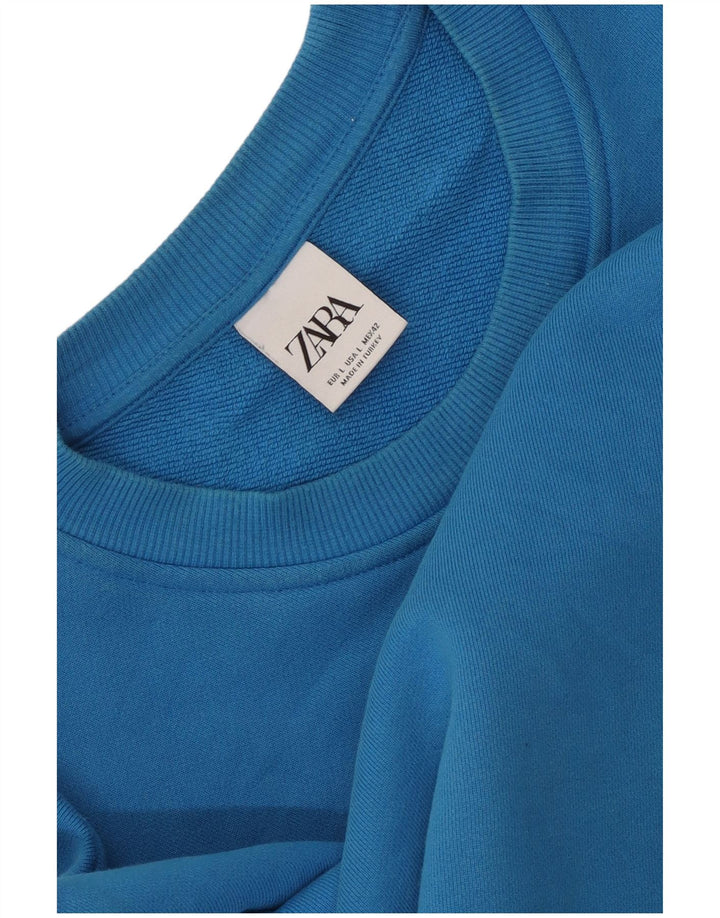 Zara Hombre Sudadera Jumper Large Azul