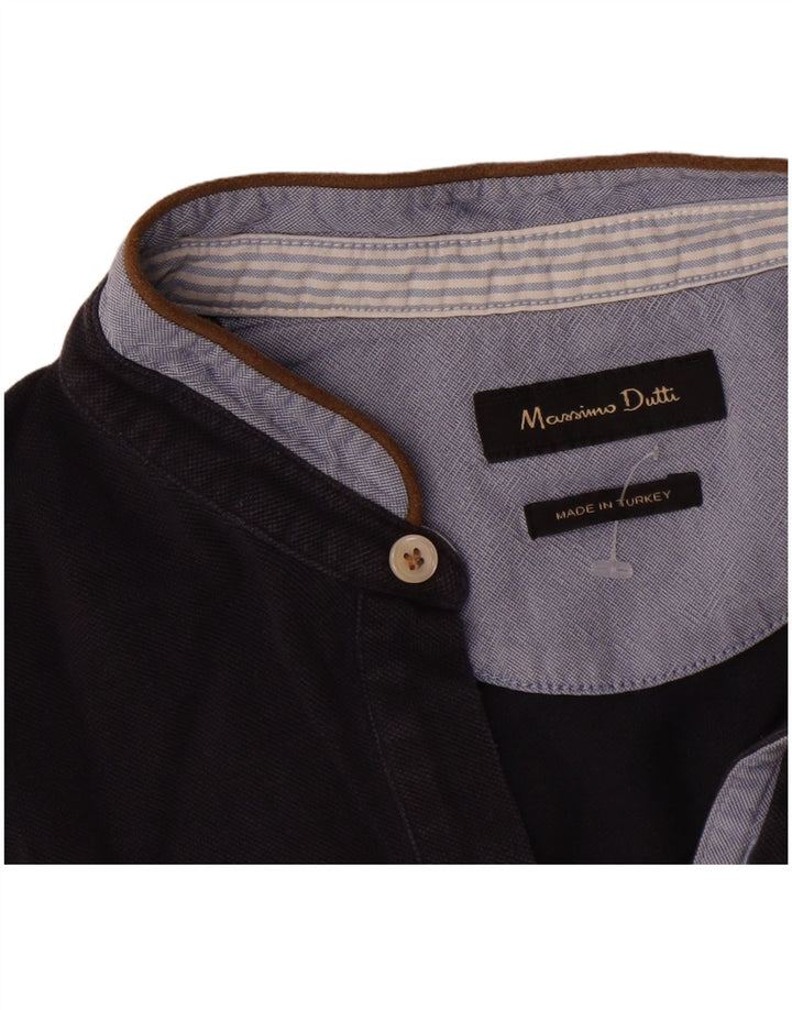 Polo Massimo Dutti Hombre Algodón Colorblock Azul Marino Medio