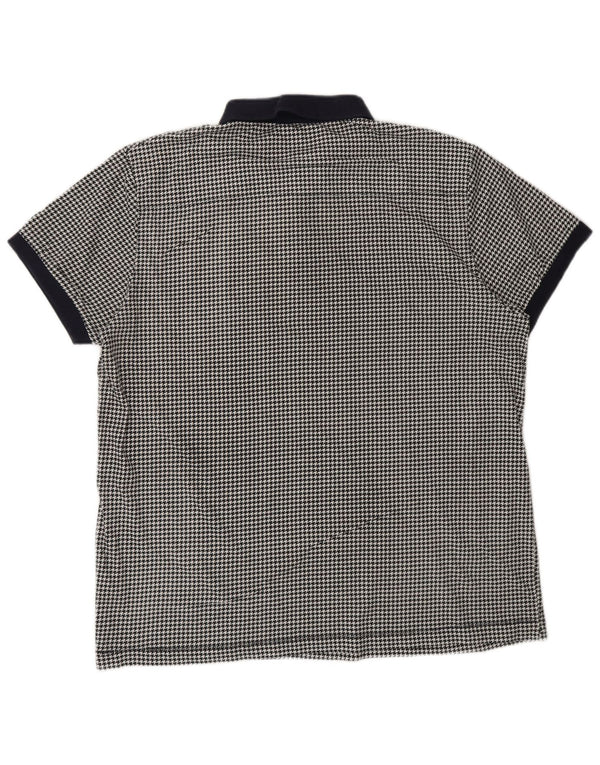 French Connection Polo para hombre 2XL Algodón de pata de gallo negro