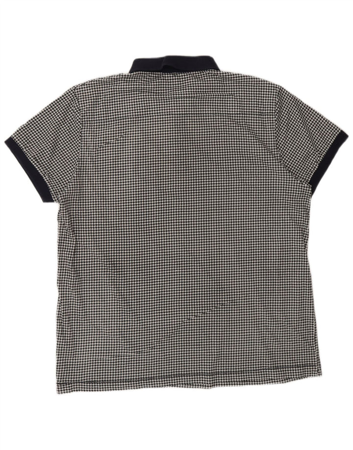 French Connection Polo para hombre 2XL Algodón de pata de gallo negro