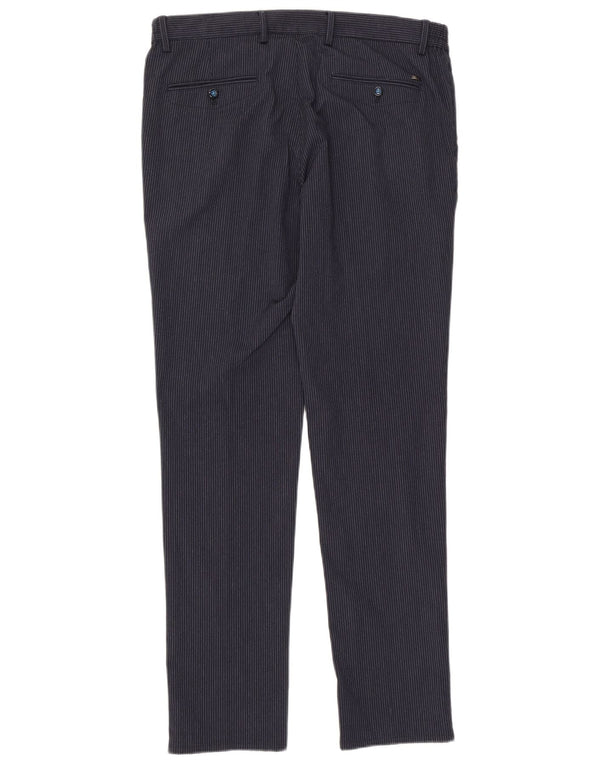 Massimo Dutti Pantalón Chino Hombre EU 44 Large W34 L33 Azul Marino Rayas