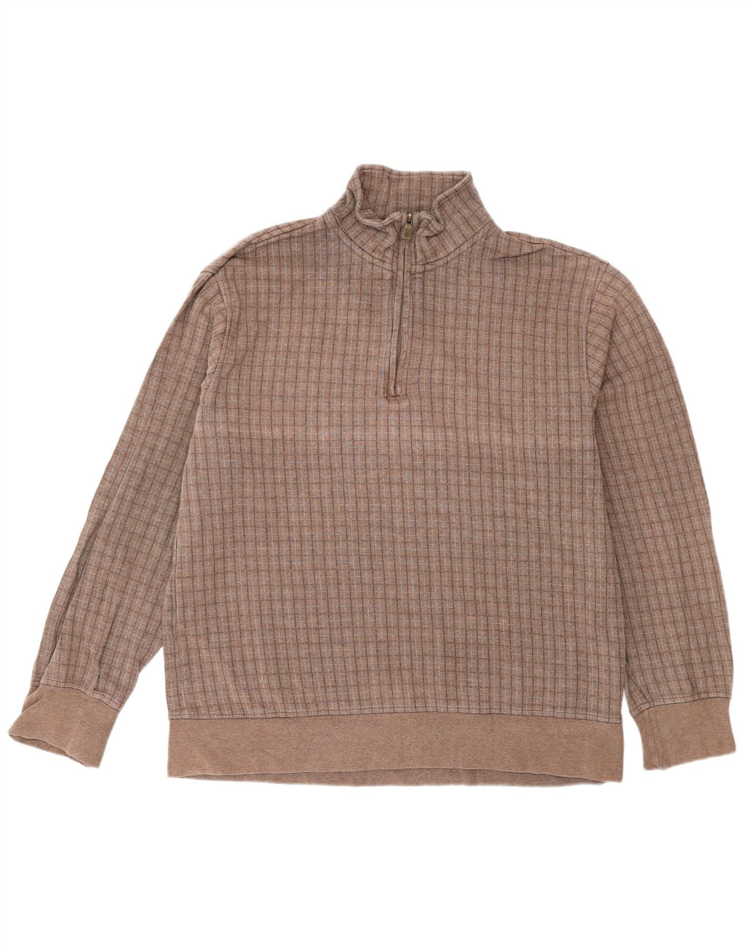 Izod Hombre Sudadera Con Cremallera Y Cuello Jersey De Algodón A Cuadros Marrón Medio