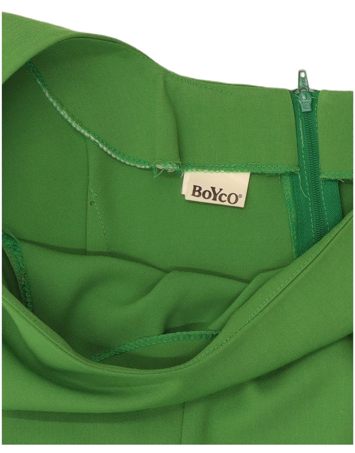Vintage mujer sin mangas vestido de vaina Reino Unido 14 poliéster verde medio