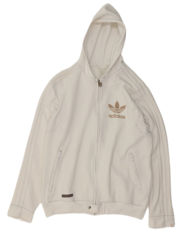 Adidas Sudadera con capucha y cremallera para hombre XL Poliéster blanco
