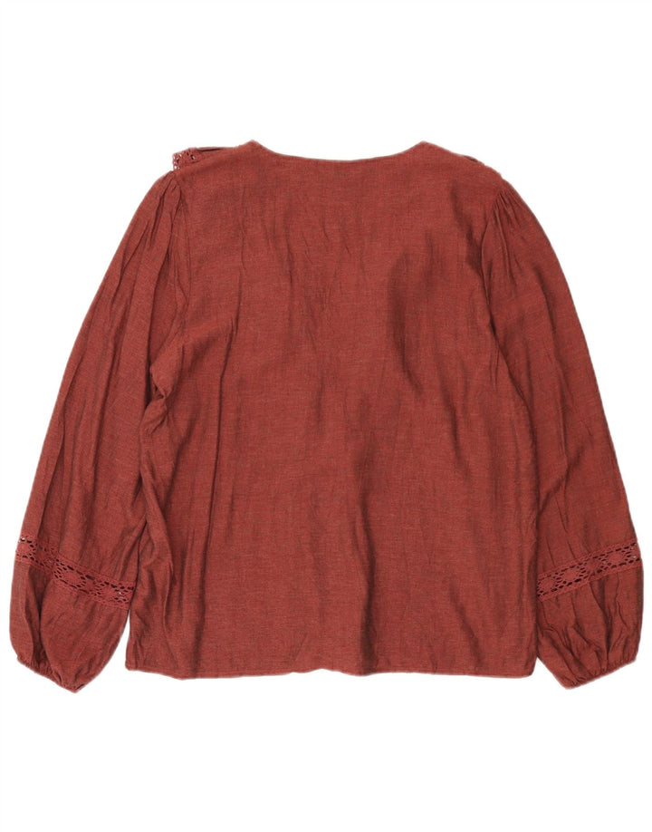 Zara Blusa extragrande con volante en la parte delantera para mujer UK 10 Small Viscosa roja