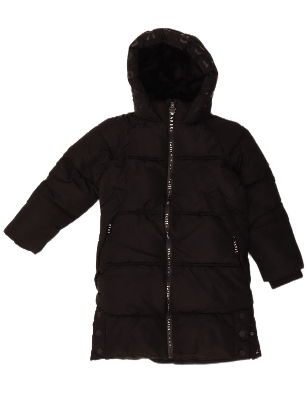 Ted Baker Abrigo acolchado con capucha y gráfico para niña 7-8 años Poliéster negro