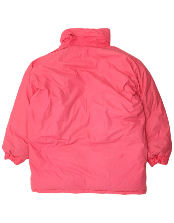 Vintage hombres con capucha acolchado abrigo Reino Unido 42 XL poliéster rosa
