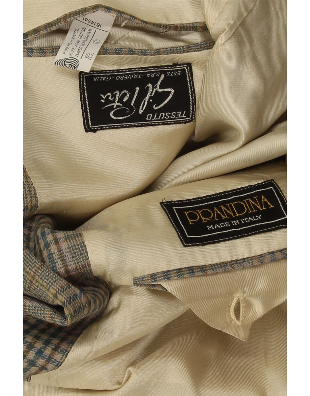 Prandina Chaqueta tipo blazer de 2 botones para hombre UK 40 Large Lana virgen de pata de gallo verde