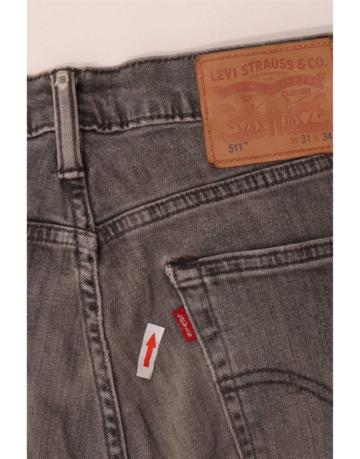 Levi's Hombre 511 Slim Jeans W31 L34 Algodón Gris