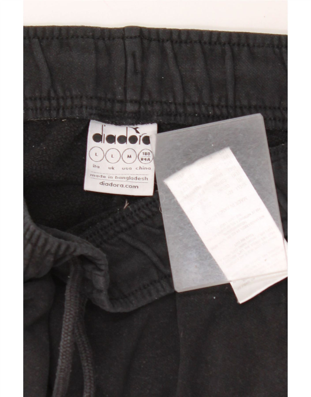 DIADORA Hombre Pantalones De Chándal Joggers Large Negro Colorblock Algodón