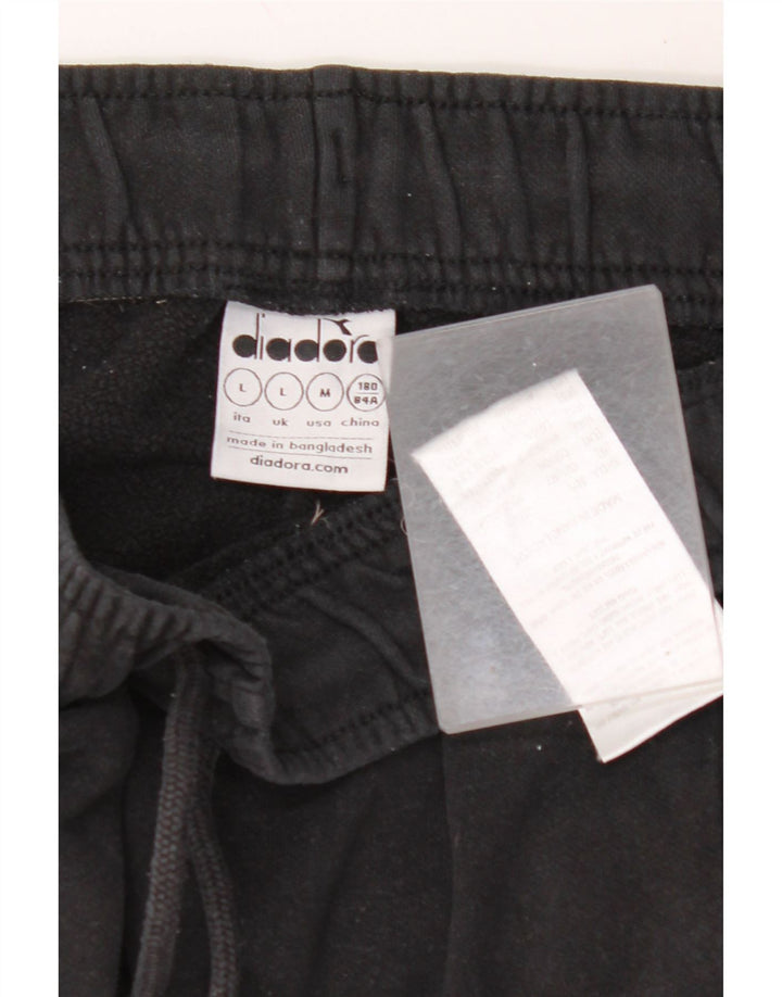 DIADORA Hombre Pantalones De Chándal Joggers Large Negro Colorblock Algodón