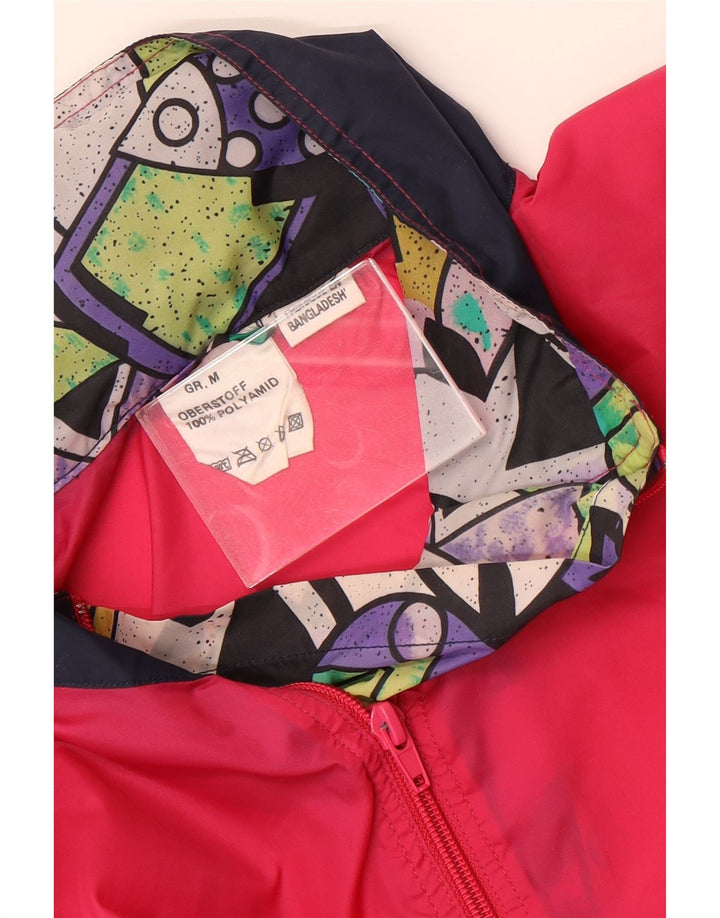 VINTAGE Chaqueta de lluvia con capucha para hombre Reino Unido 38 Medio Multicolor Geométrico