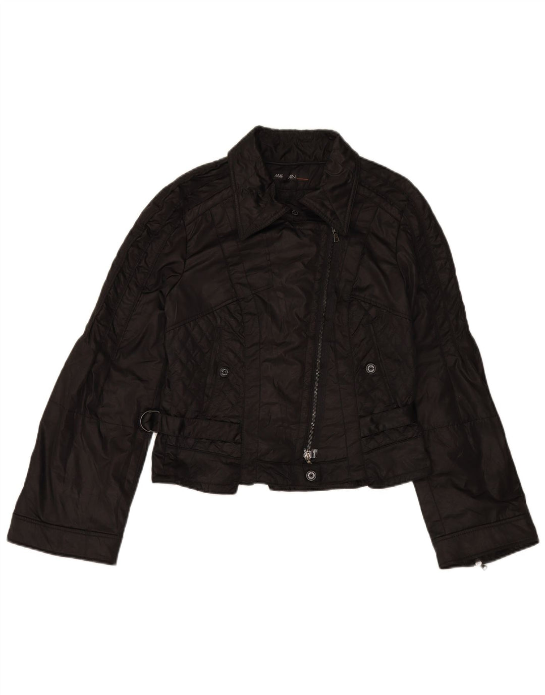 MARC CAIN Chaqueta motera acolchada para mujer UK 12 Medium Black