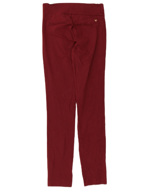 Guess Pantalones casuales ajustados para mujer pequeños W24 L29 rayón burdeos
