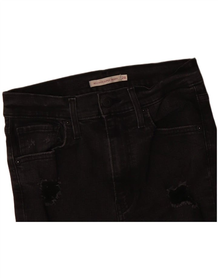 LEVI'S Vaqueros súper ajustados desgastados Mile High para mujer W28 L26 Algodón negro