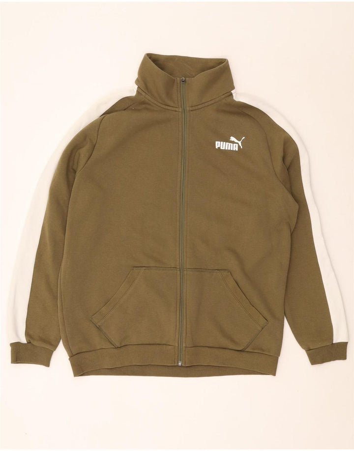 PUMA Chaqueta de chándal para hombre, talla grande, color caqui, algodón