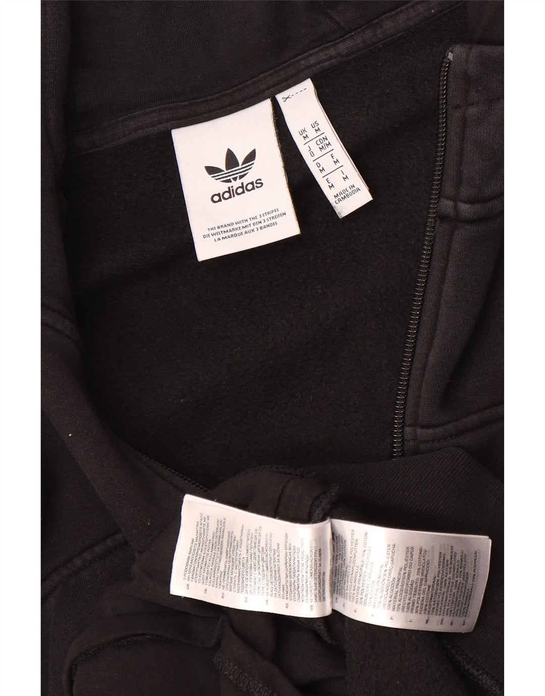 Adidas - Sudadera con capucha y cremallera para hombre, algodón negro mediano