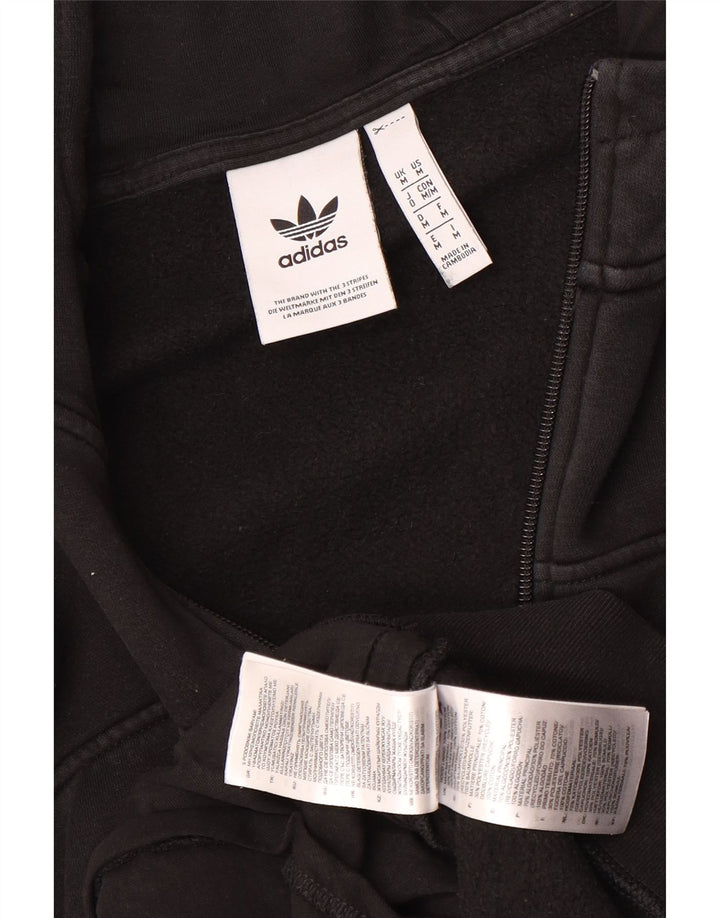 Adidas - Sudadera con capucha y cremallera para hombre, algodón negro mediano