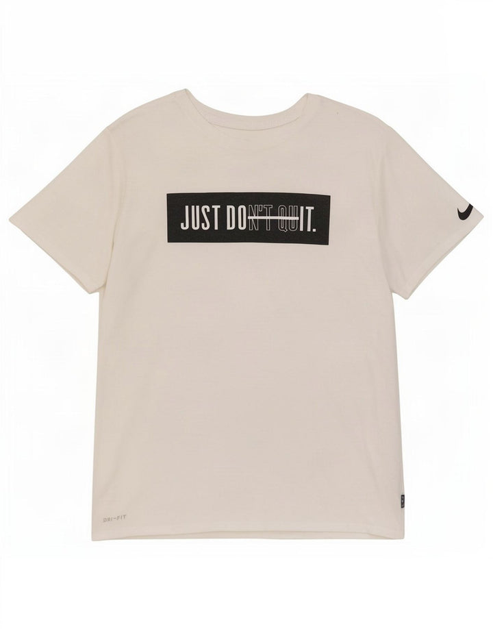 Nike Camiseta con gráfico de corte atlético para hombre Top poliéster blanco mediano