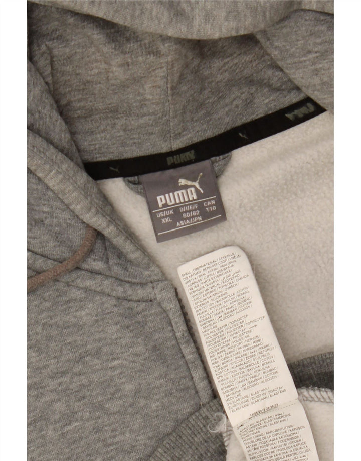 Puma Sudadera con capucha y cremallera gráfica para hombre, talla 2XL, algodón gris