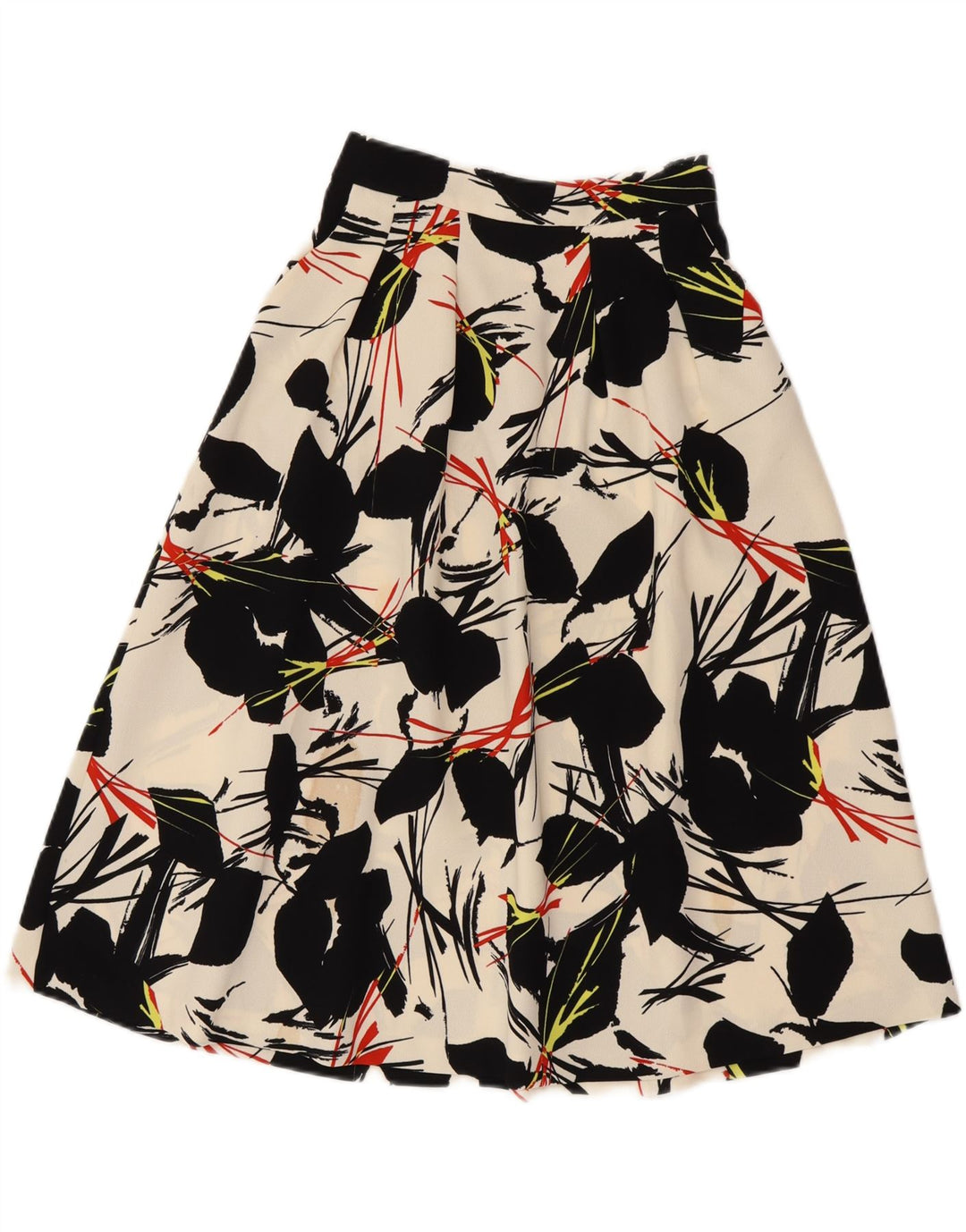 WAREHOUSE Falda acampanada para mujer UK 6 XS W25 Poliéster floral blanco roto