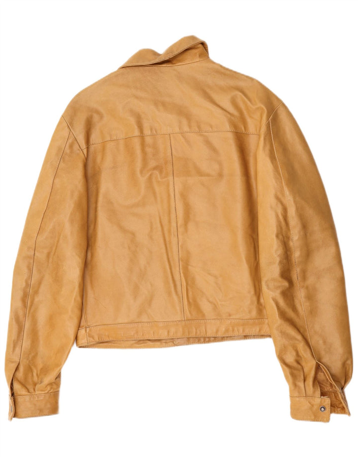 Vintage hombres chaqueta de cuero Reino Unido 36 pequeño marrón