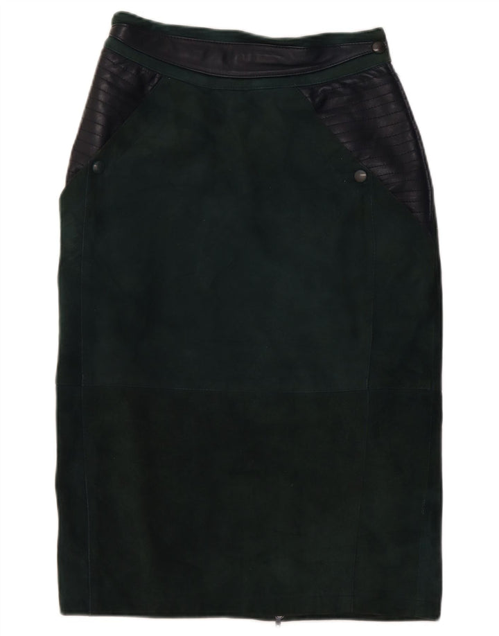 VINTAGE Falda de ante para mujer W26 Pequeño Verde
