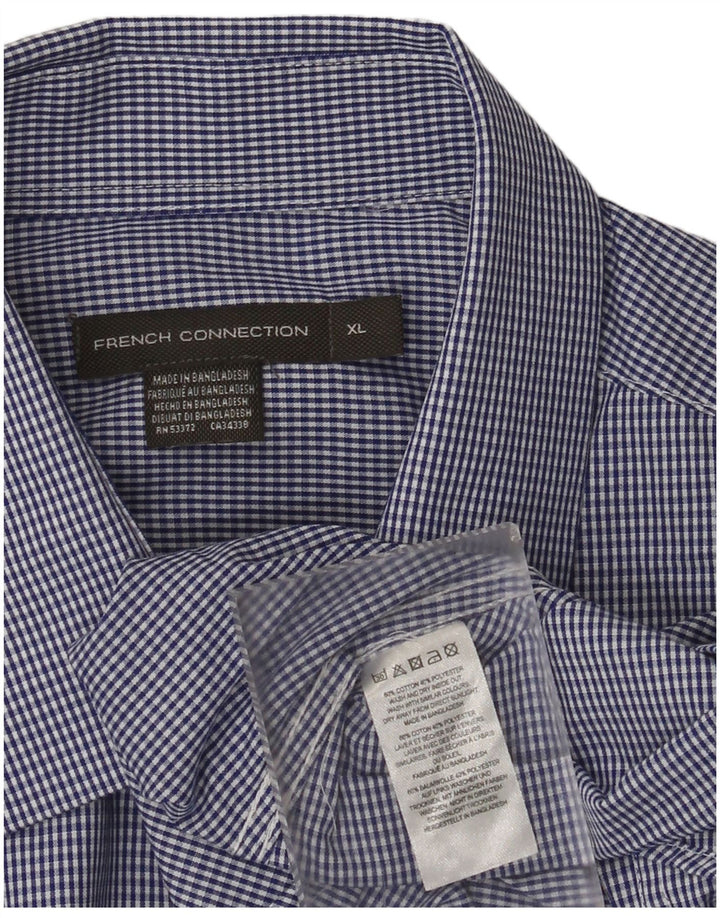 Camisa para hombre French Connection XL Algodón a cuadros azul