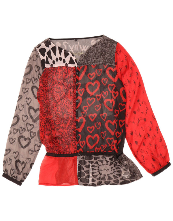 Desigual Blusa transparente para mujer UK 46 Grande Rojo Geométrico