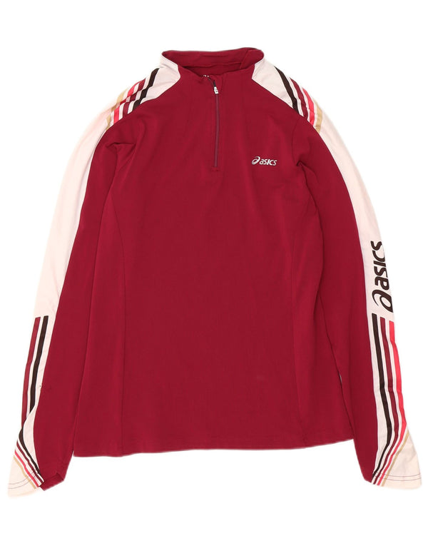 ASICS Womens Graphic Pullover Tracksuit Top UK 12 Medium Burgundy