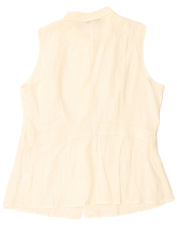 Marina Rinaldi Womens Sleeveless Shirt Blouse Size 27 Large Off White Linen