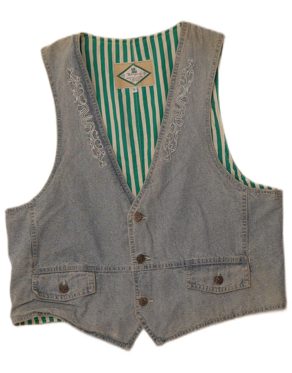 WAMPUM Chaleco para mujer UK 46 Grande Algodón azul