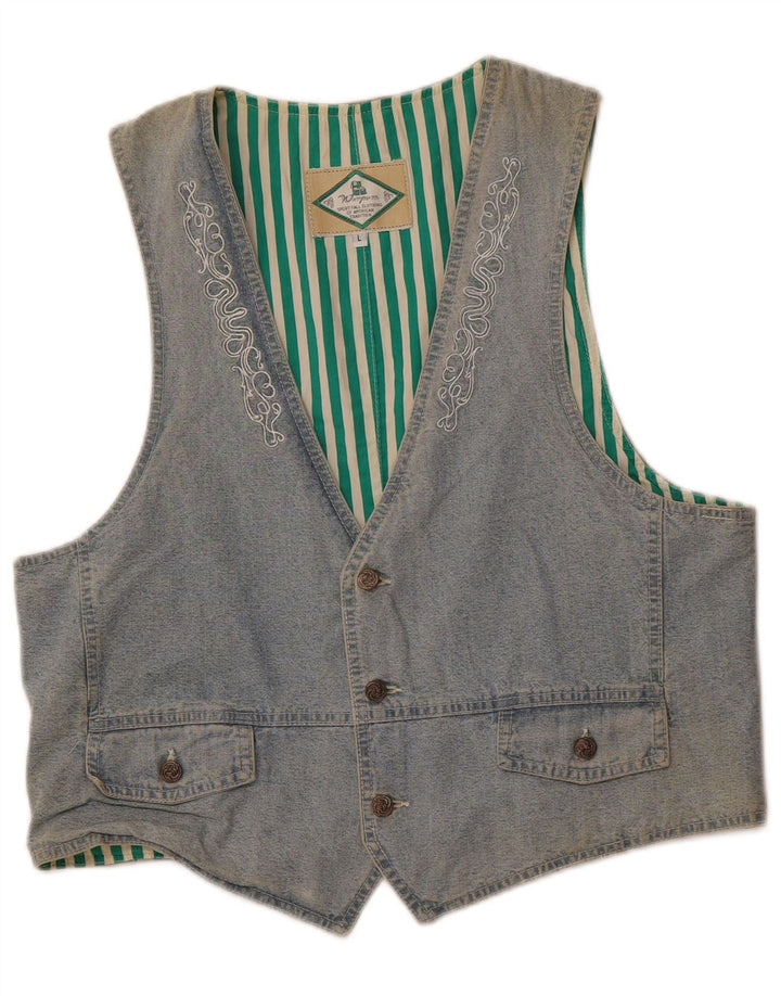 WAMPUM Chaleco para mujer UK 46 Grande Algodón azul