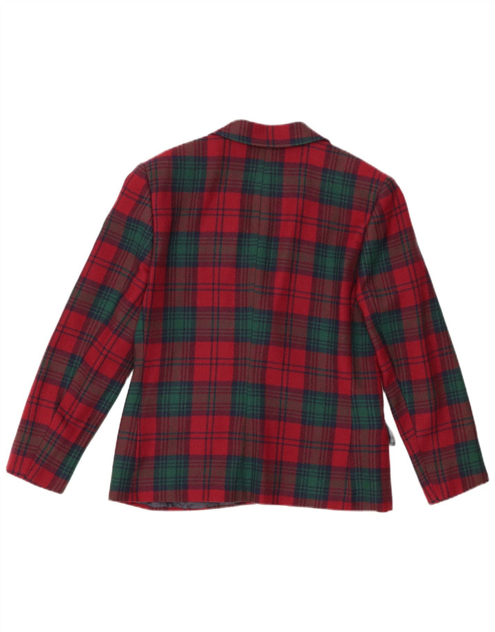 Vintage mujer 2 botones Blazer chaqueta Reino Unido 16 grande rojo comprobar nueva lana