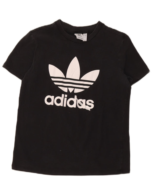 Adidas - Camiseta gráfica para mujer, talla 40, talla mediana, algodón negro