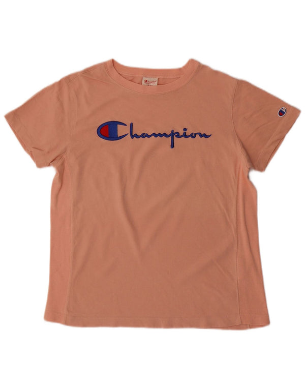 CHAMPION Camiseta gráfica holgada para mujer Top UK 10 Small Pink Cotton