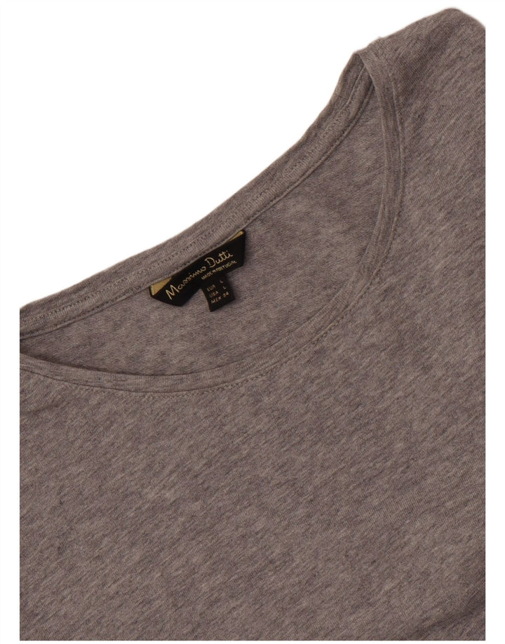 Massimo Dutti Camiseta Mujer Top UK 40 Large Gris Moteado