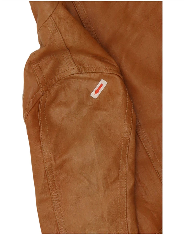 XETRA Chaqueta motera de cuero para mujer UK 8 Small Beige