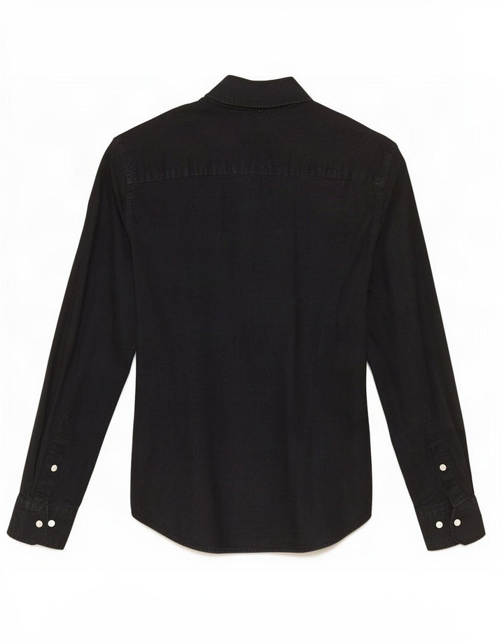 Tommy Hilfiger Camisa Slim Fit para Hombre Algodón Negro Mediano Clásico