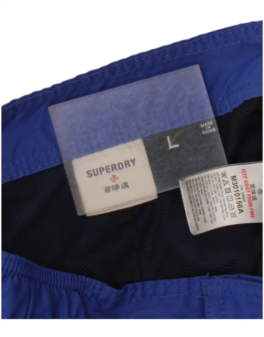 SUPERDRY Bañador con estampado gráfico para hombre, talla grande, poliéster azul