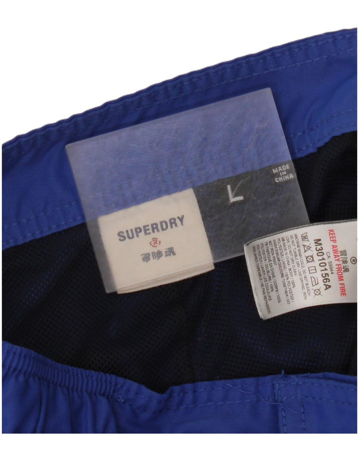 SUPERDRY Bañador con estampado gráfico para hombre, talla grande, poliéster azul
