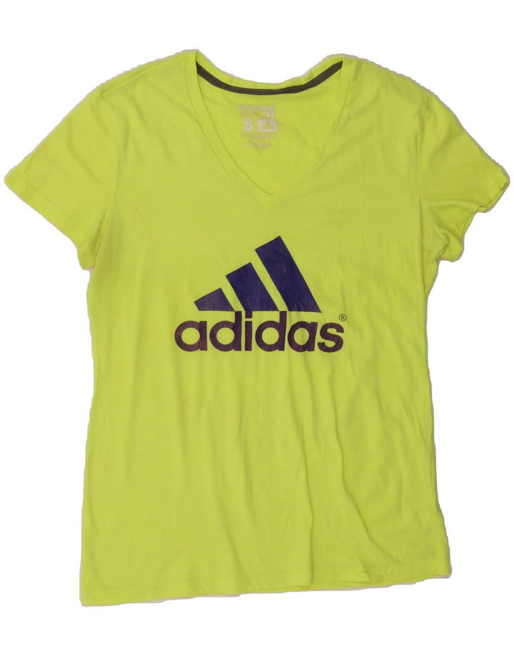 ADIDAS Womens Graphic T-Shirt Top UK 10 Small Yellow Polyester Vintage Adidas and Second-Hand Adidas from Messina Hembry 