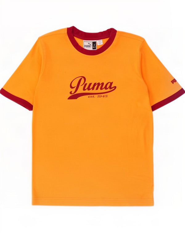 Puma Hombre Camiseta Gráfica Top Small Naranja Colorblock Algodón